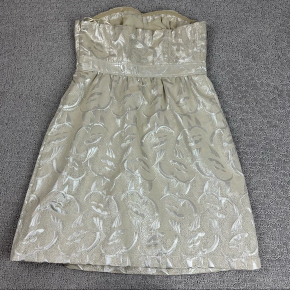 NWT American Eagle Dress Mini Strapless Metallic Printed Short Zip Womens S - Picture 7 of 8